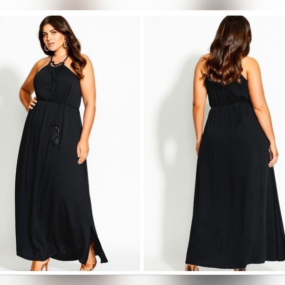 NWT CITY CHIC Fearless Black Maxi Dress - Picture 1 of 15